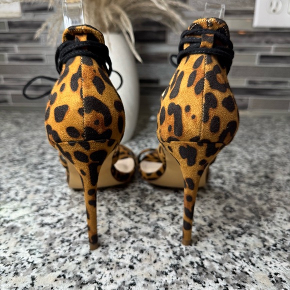 Lulus | Aimee Leopard Lace-Up Heels Size 8.5 - Picture 7 of 11